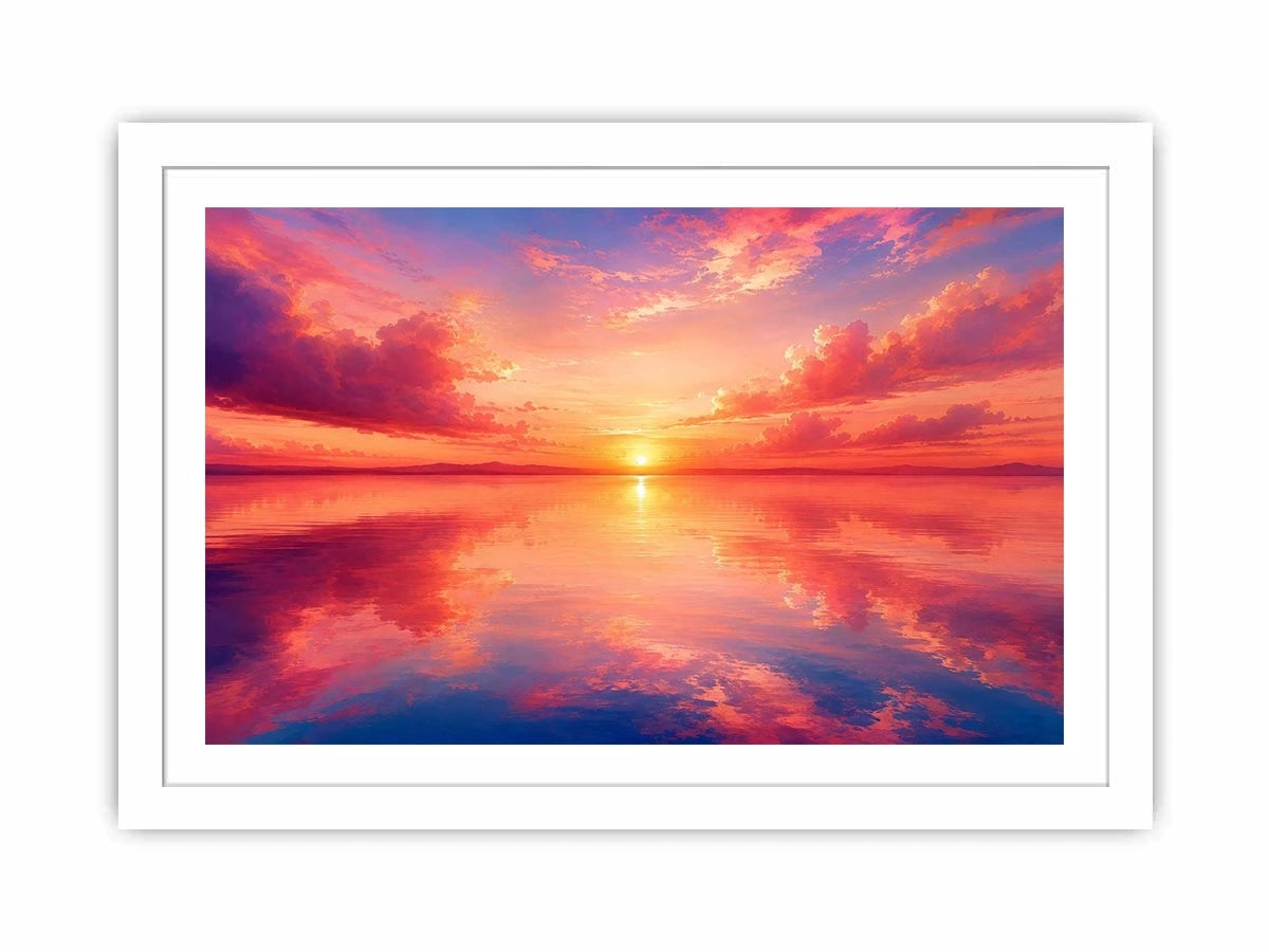Blush Horizon Reflection watercolor style canvas art for elegant modern home decor.