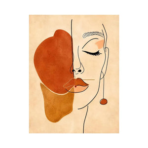 Minimal Muse Lineart watercolor style canvas art for elegant modern home decor.