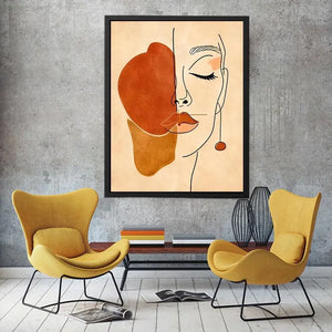 Minimal Muse Lineart watercolor style canvas art for elegant modern home decor.