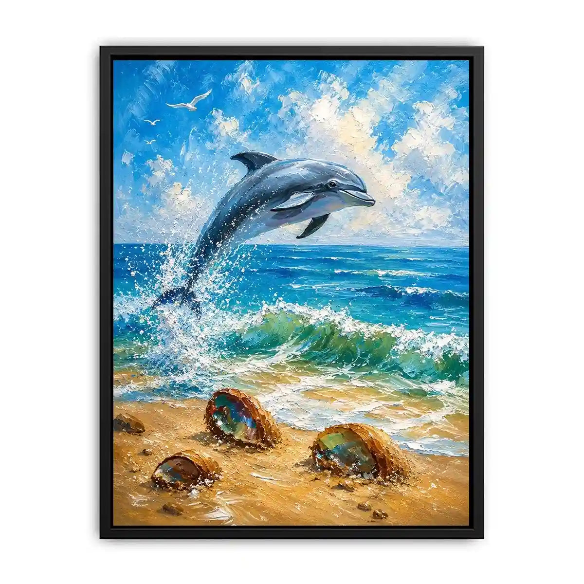 Ocean Leap Serenity watercolor style canvas art for elegant modern home decor.