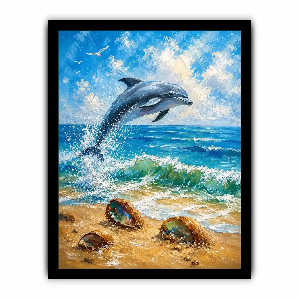 Ocean Leap Serenity watercolor style canvas art for elegant modern home decor.