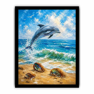 Ocean Leap Serenity watercolor style canvas art for elegant modern home decor.