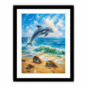 Ocean Leap Serenity watercolor style canvas art for elegant modern home decor.