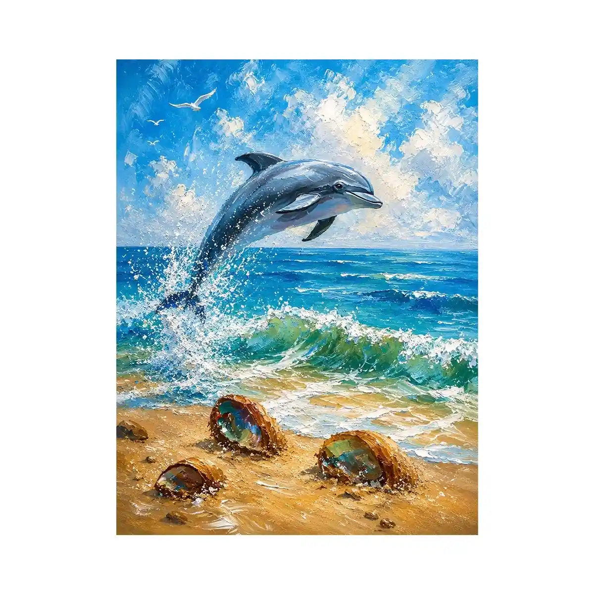 Ocean Leap Serenity watercolor style canvas art for elegant modern home decor.