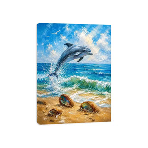 Ocean Leap Serenity watercolor style canvas art for elegant modern home decor.