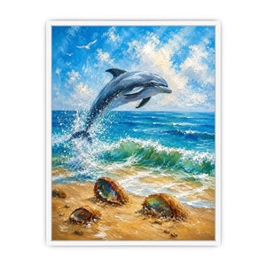 Ocean Leap Serenity watercolor style canvas art for elegant modern home decor.