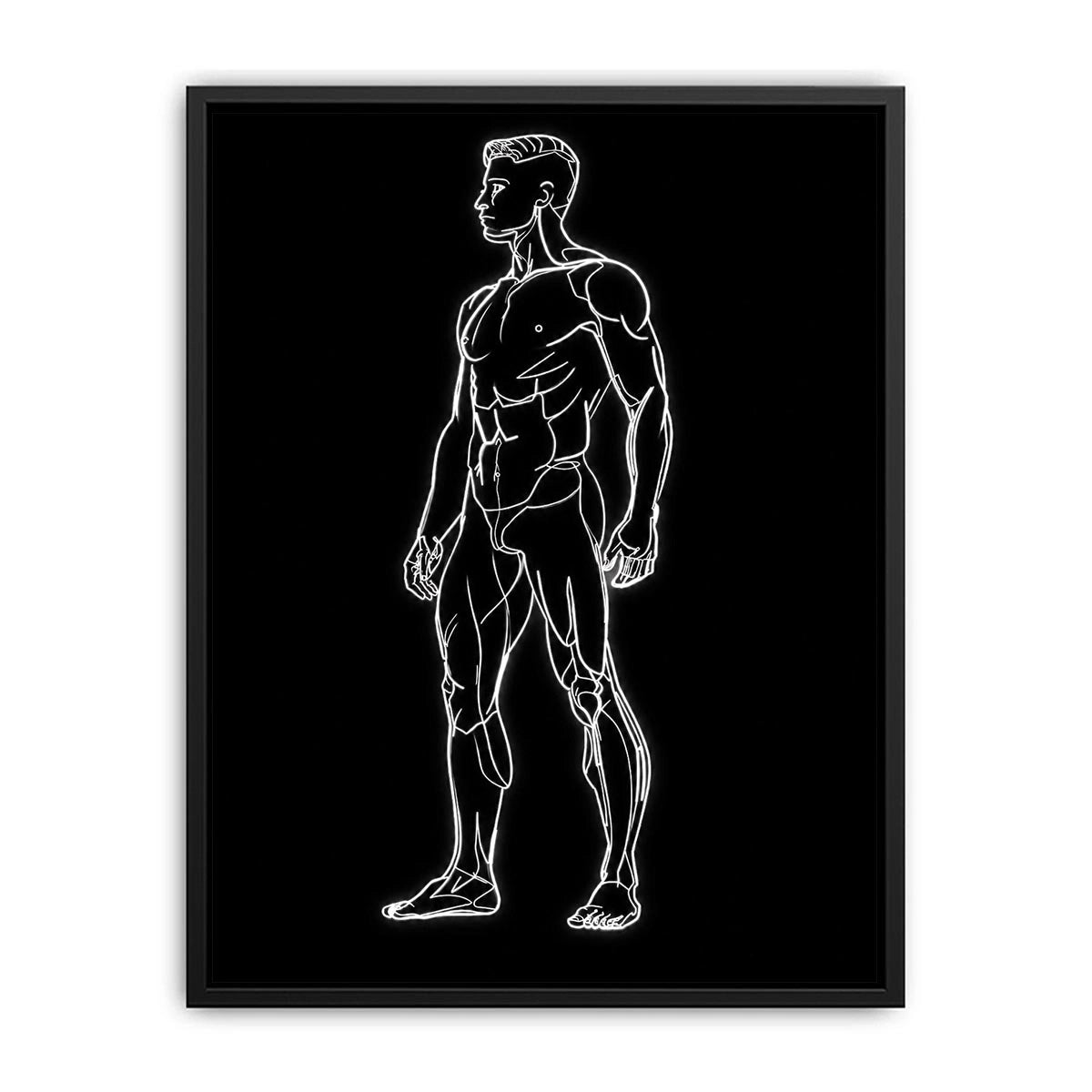 Neon Anatomy Figure watercolor style canvas art for elegant modern home decor.