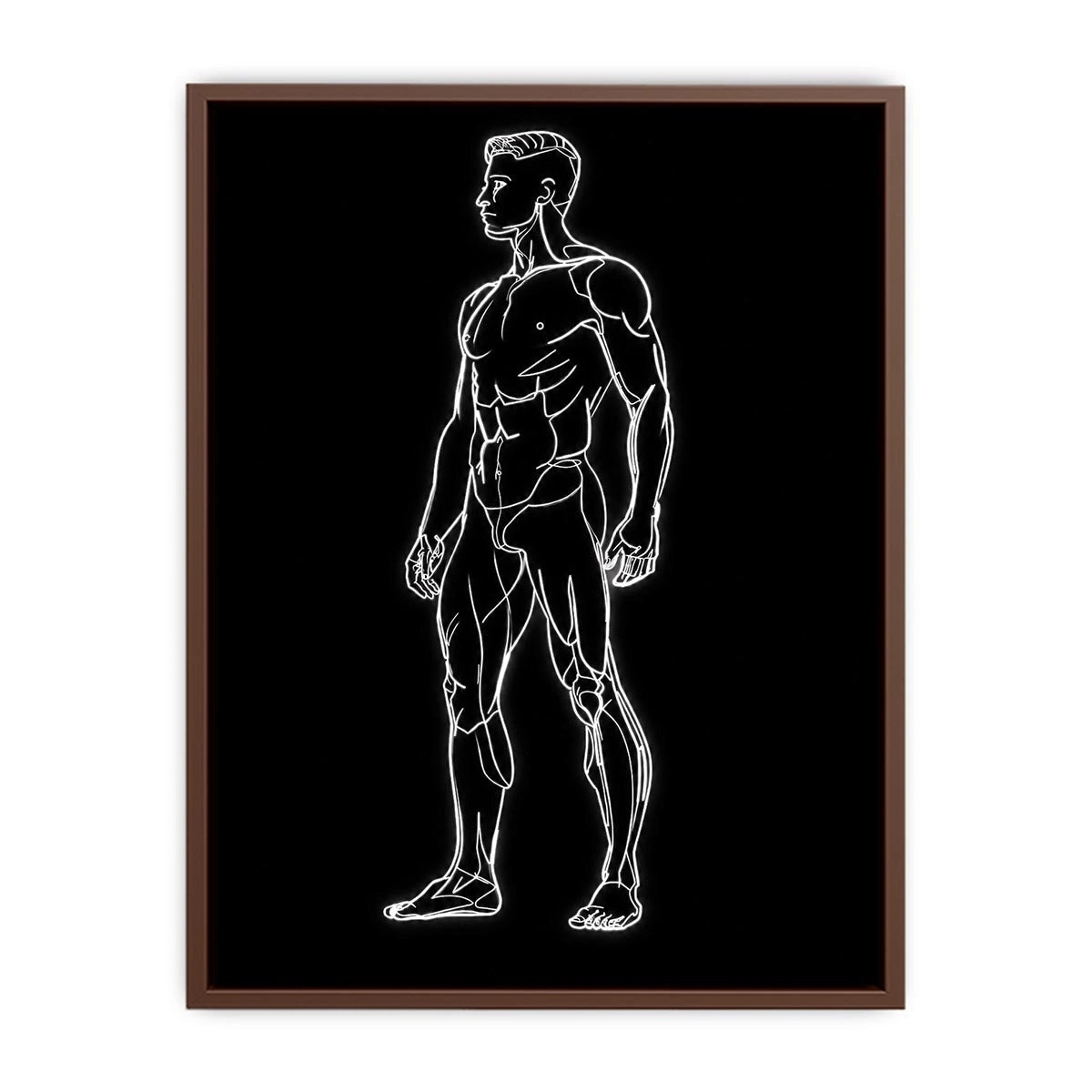 Neon Anatomy Figure watercolor style canvas art for elegant modern home decor.