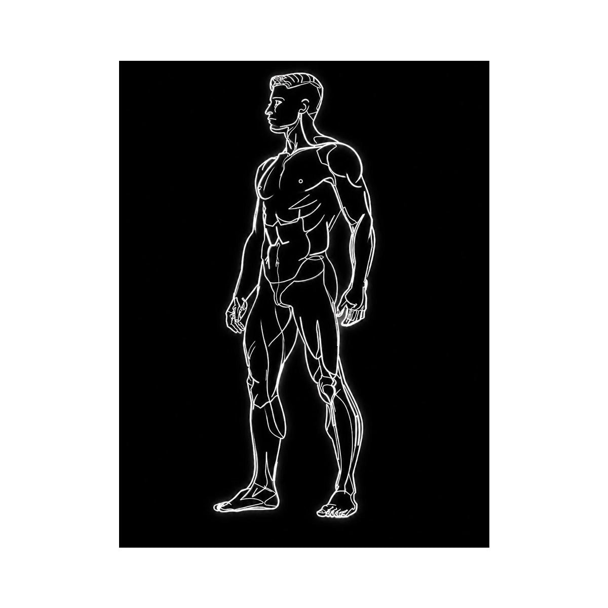 Neon Anatomy Figure watercolor style canvas art for elegant modern home decor.