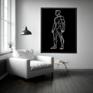 Neon Anatomy Figure watercolor style canvas art for elegant modern home decor.