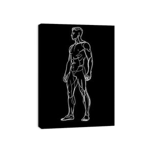 Neon Anatomy Figure watercolor style canvas art for elegant modern home decor.