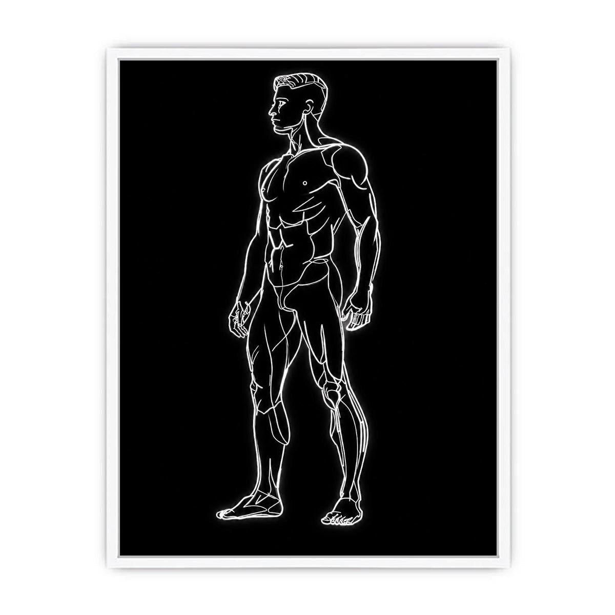 Neon Anatomy Figure watercolor style canvas art for elegant modern home decor.