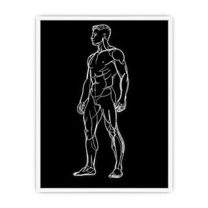 Neon Anatomy Figure watercolor style canvas art for elegant modern home decor.