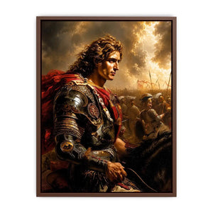 Classical warrior portrait canvas art for luxury office and library interiors.