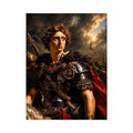 Roman warrior portrait with rich armor details for sophisticated office decor.