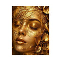 Gold textured portrait artwork with floral elegance for upscale modern interiors.