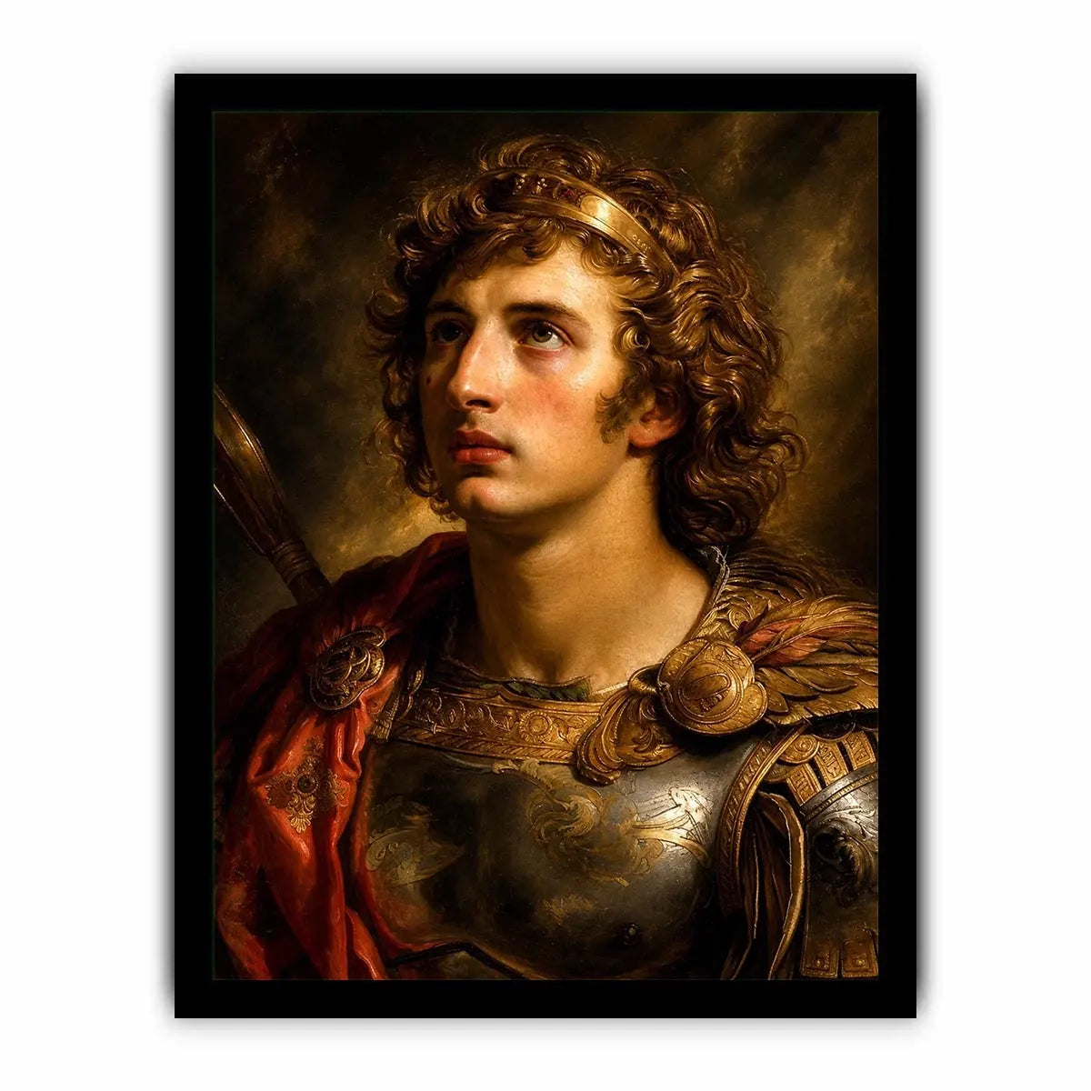 Renaissance warrior portrait canvas art for elegant traditional living room decor.