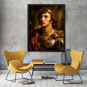 Renaissance warrior portrait canvas art for elegant traditional living room decor.