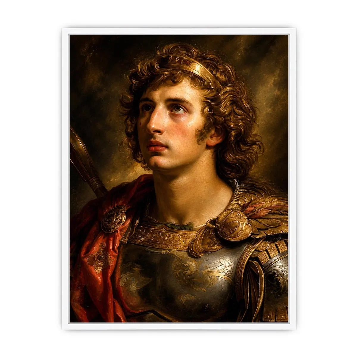 Renaissance warrior portrait canvas art for elegant traditional living room decor.