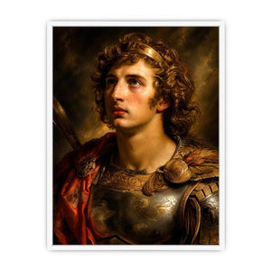 Renaissance warrior portrait canvas art for elegant traditional living room decor.
