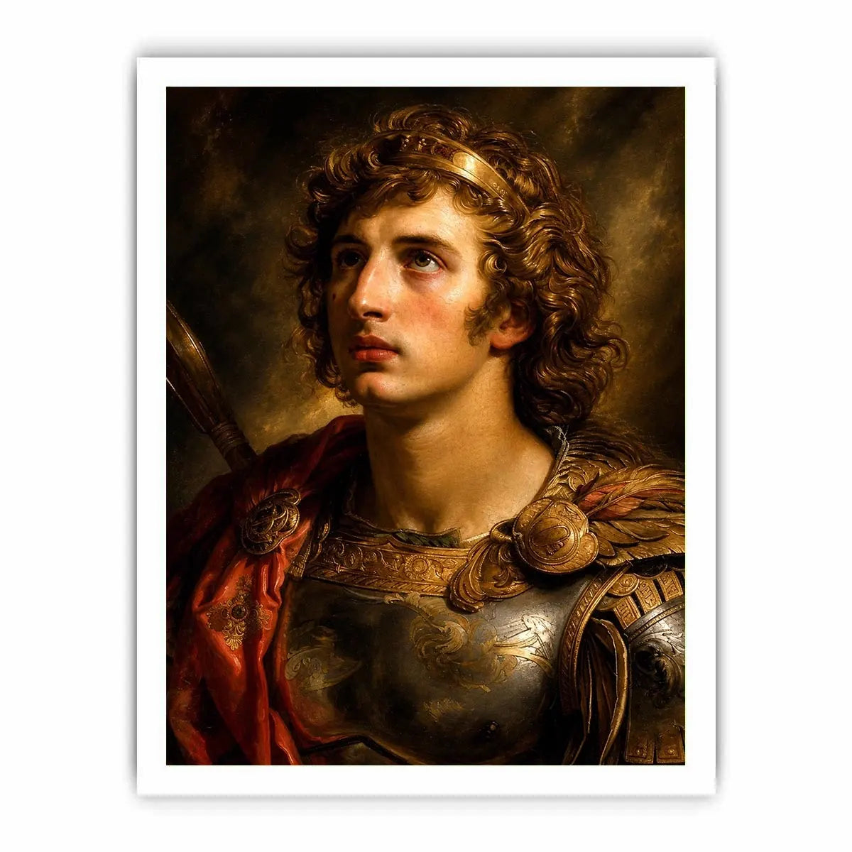 Renaissance warrior portrait canvas art for elegant traditional living room decor.