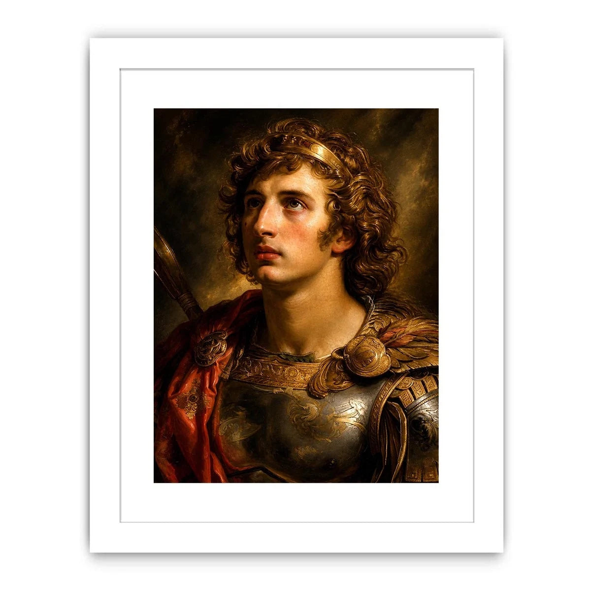 Renaissance warrior portrait canvas art for elegant traditional living room decor.