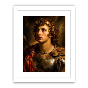 Renaissance warrior portrait canvas art for elegant traditional living room decor.