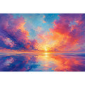 Colorful pastel sunset ocean canvas art for modern living room decor.
