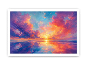 Colorful pastel sunset ocean canvas art for modern living room decor.