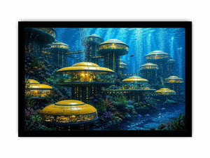 Futuristic underwater city canvas art for modern office and luxury interiors.