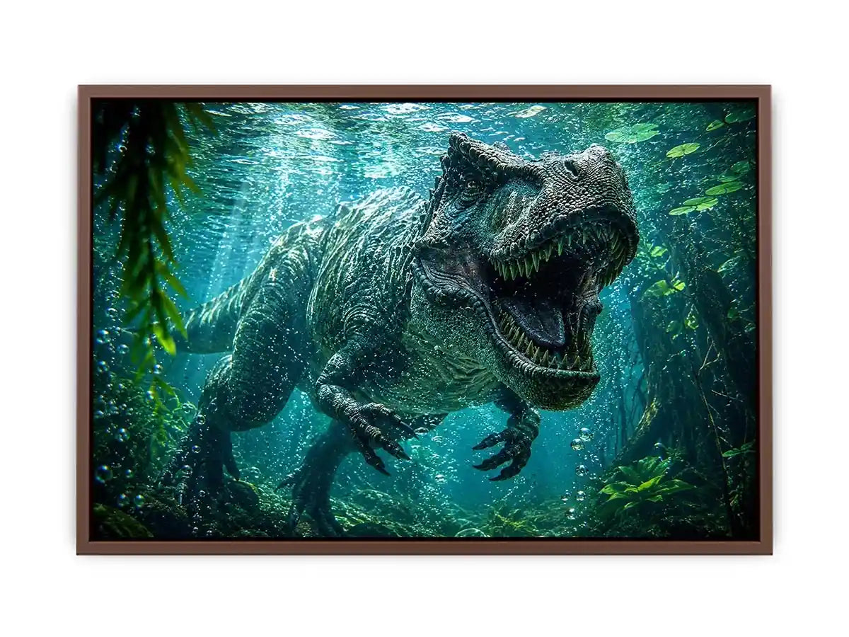 Underwater dinosaur wall art for bold kids room and gaming decor.