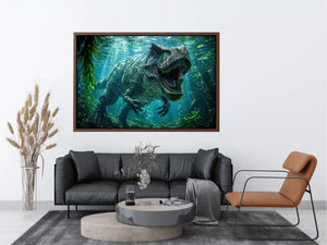 Underwater dinosaur wall art for bold kids room and gaming decor.