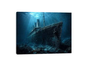 Underwater Titanic shipwreck photography artwork canvas art for elegant modern interior decor