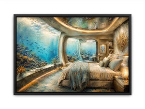 Luxury underwater bedroom ocean photography canvas art for elegant modern interior decor