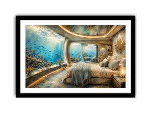 Luxury underwater bedroom ocean photography canvas art for elegant modern interior decor