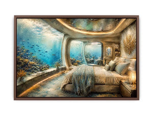 Luxury underwater bedroom ocean photography canvas art for elegant modern interior decor