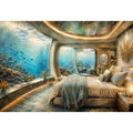Luxury underwater bedroom ocean photography canvas art for elegant modern interior decor