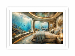 Luxury underwater bedroom ocean photography canvas art for elegant modern interior decor