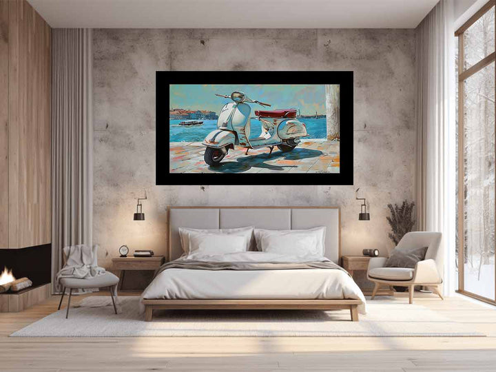 Vespa At River Art Print
