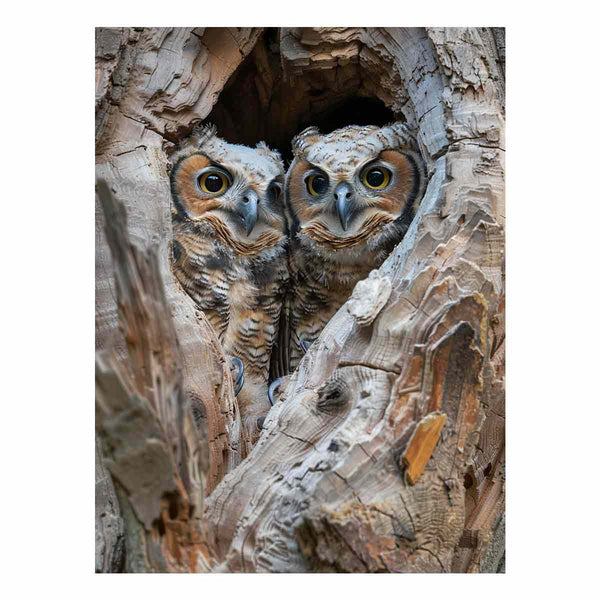 Owlets In Nest Cavity Art Print