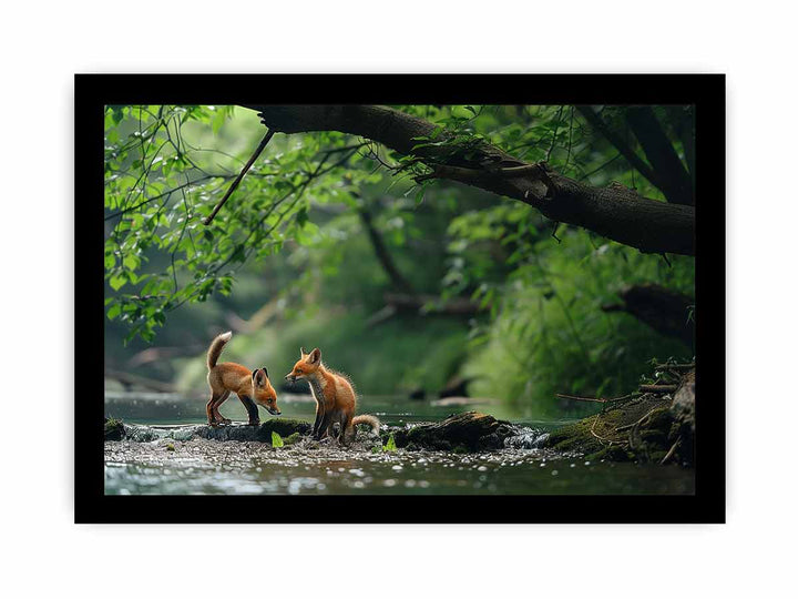 Two Baby Red Foxes framed Print