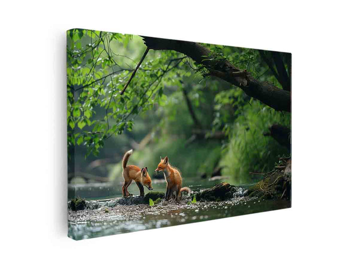 Two Baby Red Foxes canvas Print