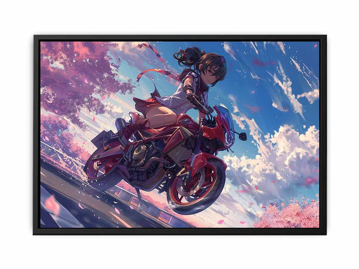 Anime Girl Bike canvas Print