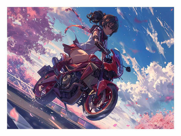 Anime Girl Bike Art Print