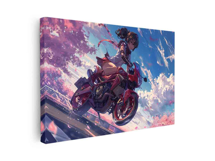 Anime Girl Bike canvas Print