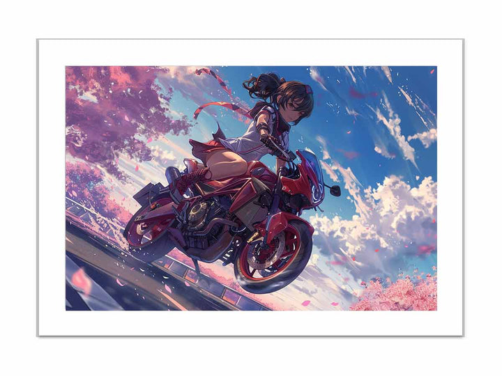 Anime Girl Bike framed Print
