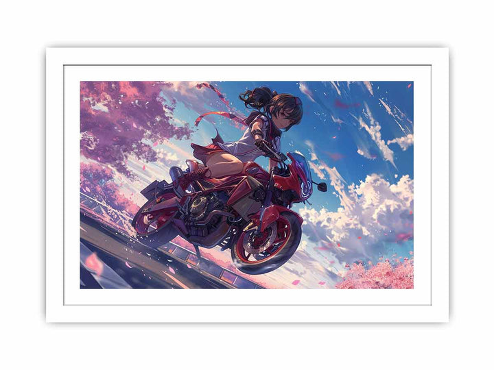 Anime Girl Bike framed Print
