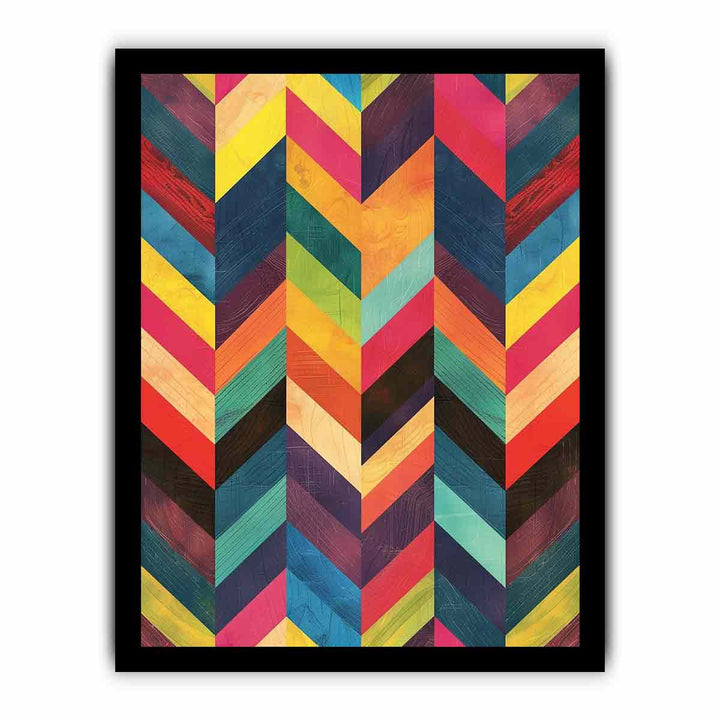 Zigzag Lines Watercolor Pattern framed Print