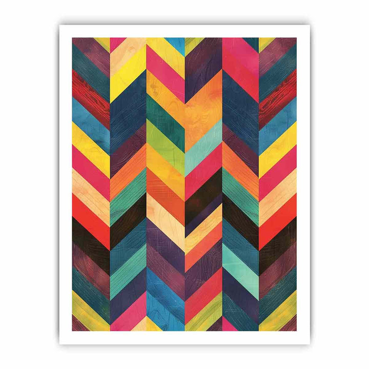Zigzag Lines Watercolor Pattern framed Print