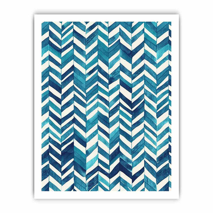 Zigzag Blue Pattern Painting framed Print